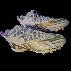 Adidis White and Gold Athletic Cleats